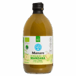 Botella de Vinagre de Manzana Manare con Limón y Matcha 500ml, orgánico y natural, disponible en Emporio Nativo.