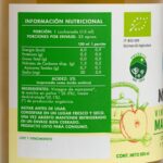 Etiqueta trasera del Vinagre de Manzana Manare con Limón y Matcha, mostrando el listado de ingredientes orgánicos y el porcentaje de limón y matcha, de venta en Emporio Nativo.