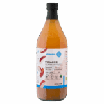 Botella de Vinagre de Manzana Manare Orgánico, crudo (RAW) y sin filtrar, con la Madre. Ideal para la digestión y el bienestar general. Disponible en Emporio Nativo.